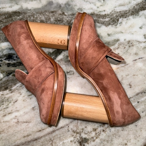Anthropologie OUIGAL Suede Platform Loafer Heel 38 - Picture 6 of 13
